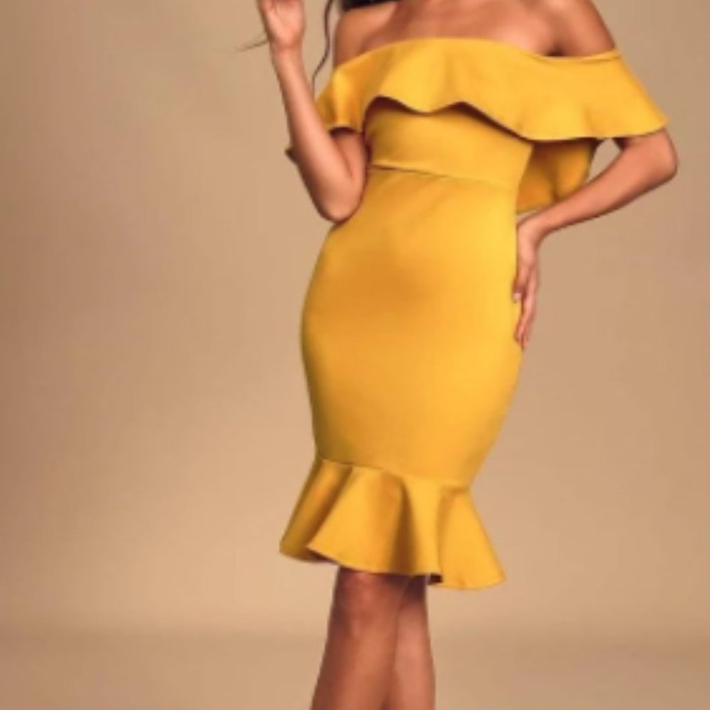 Lulu's Yellow Off-Shoulder Dress